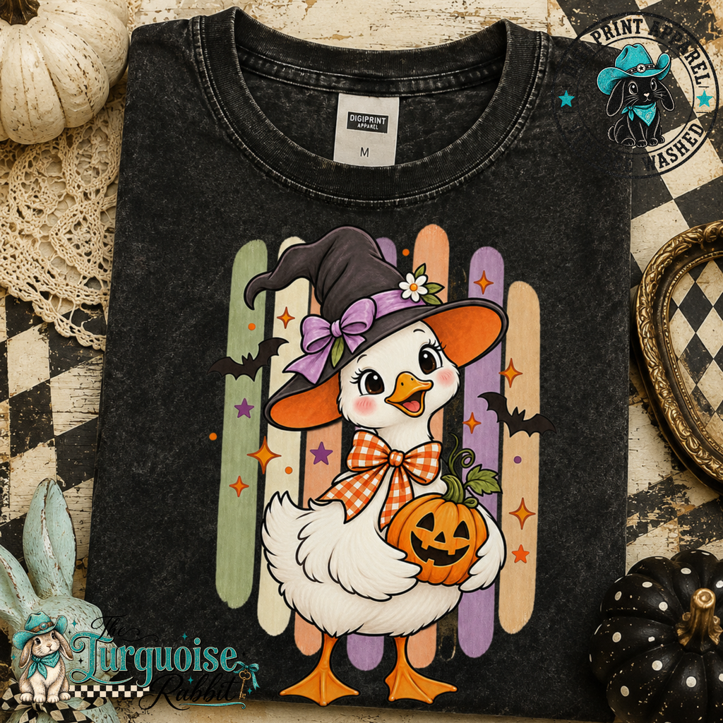 Little Witch Duck Vintage Wash Halloween Tee
